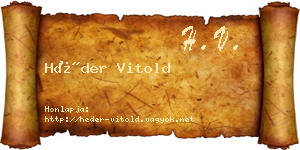 Héder Vitold névjegykártya